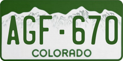 CO license plate AGF670