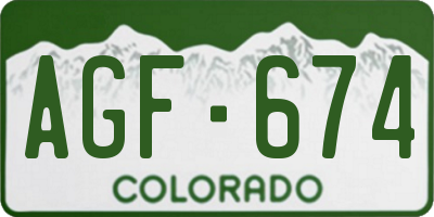 CO license plate AGF674