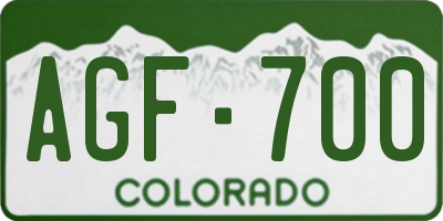 CO license plate AGF700