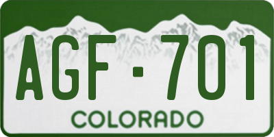 CO license plate AGF701