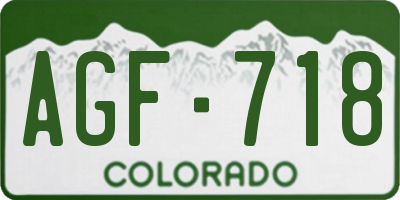 CO license plate AGF718