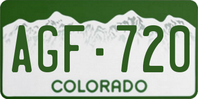 CO license plate AGF720
