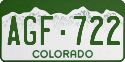 CO license plate AGF722