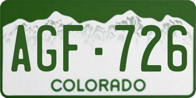 CO license plate AGF726