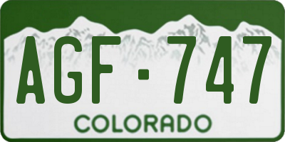 CO license plate AGF747