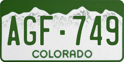 CO license plate AGF749