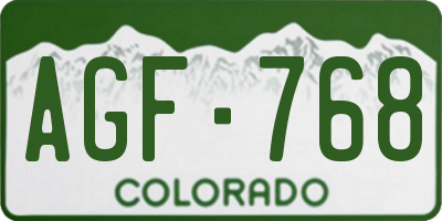 CO license plate AGF768