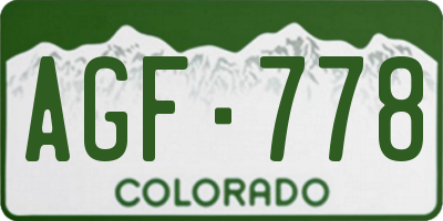 CO license plate AGF778