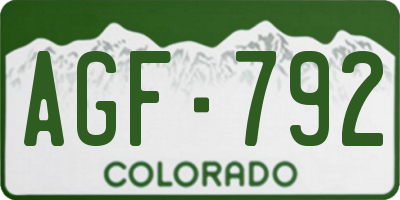 CO license plate AGF792