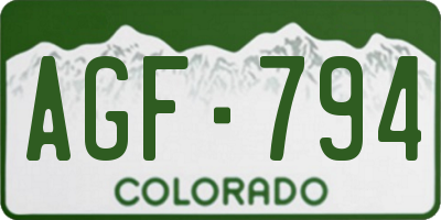 CO license plate AGF794