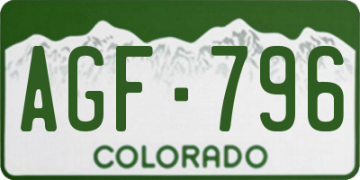 CO license plate AGF796