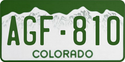 CO license plate AGF810