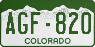 CO license plate AGF820