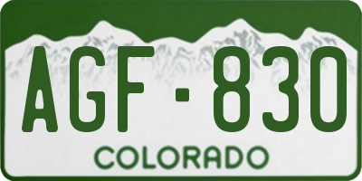 CO license plate AGF830