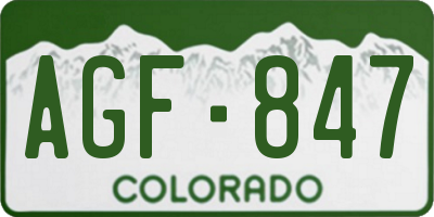 CO license plate AGF847