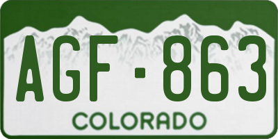 CO license plate AGF863