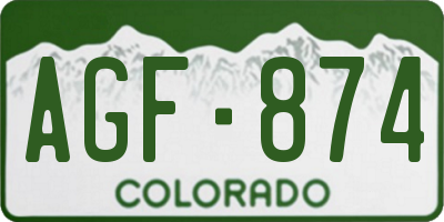 CO license plate AGF874