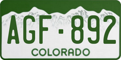 CO license plate AGF892