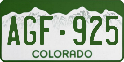 CO license plate AGF925