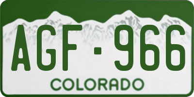 CO license plate AGF966