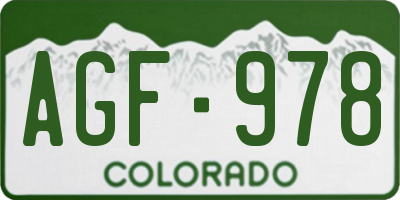 CO license plate AGF978