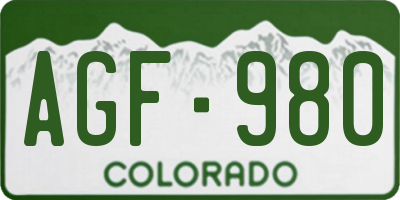 CO license plate AGF980
