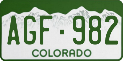 CO license plate AGF982