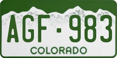 CO license plate AGF983