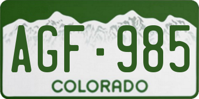 CO license plate AGF985