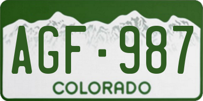 CO license plate AGF987