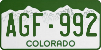 CO license plate AGF992