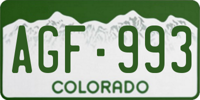 CO license plate AGF993