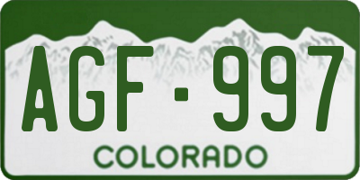 CO license plate AGF997