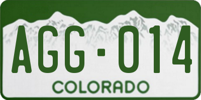 CO license plate AGG014