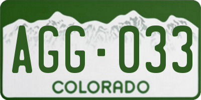 CO license plate AGG033