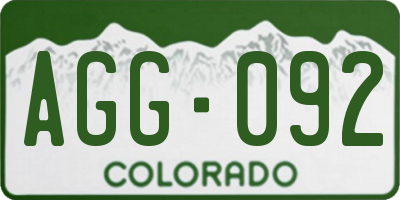 CO license plate AGG092