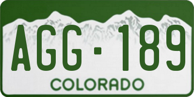 CO license plate AGG189