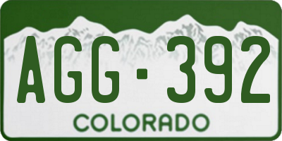 CO license plate AGG392
