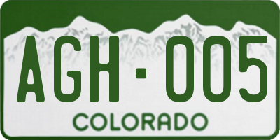 CO license plate AGH005