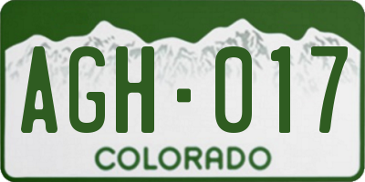 CO license plate AGH017