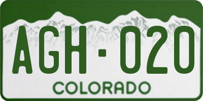CO license plate AGH020