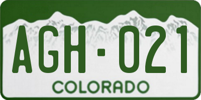 CO license plate AGH021