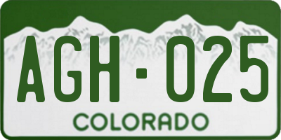 CO license plate AGH025