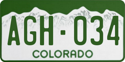 CO license plate AGH034