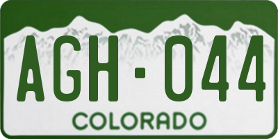 CO license plate AGH044