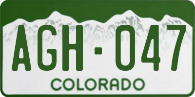 CO license plate AGH047