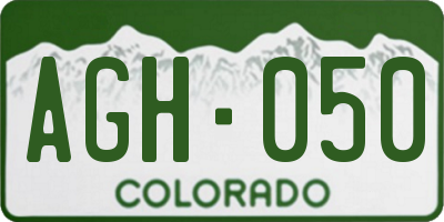 CO license plate AGH050