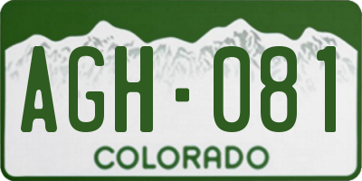 CO license plate AGH081
