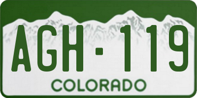 CO license plate AGH119