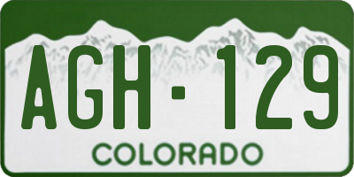 CO license plate AGH129
